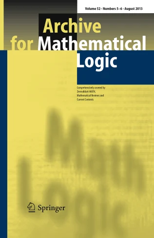 ARCHIVE FOR MATHEMATICAL LOGIC 期刊封面