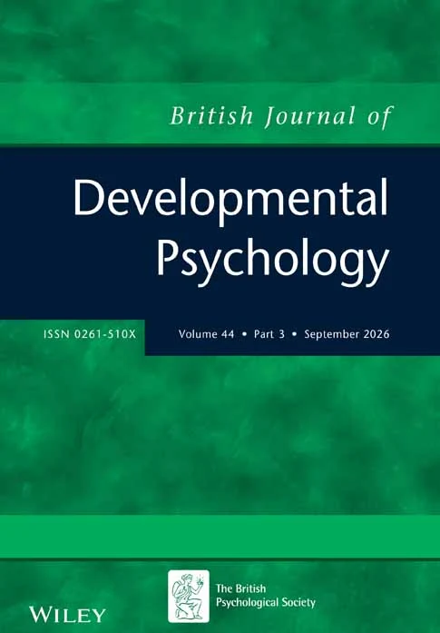 BRITISH JOURNAL OF DEVELOPMENTAL PSYCHOLOGY journal cover