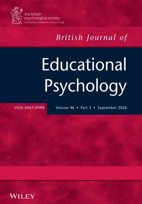BRITISH JOURNAL OF EDUCATIONAL PSYCHOLOGY 期刊封面