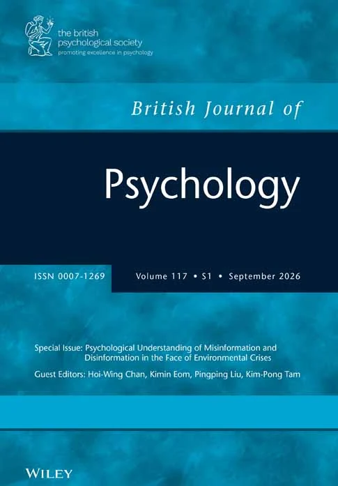 BRITISH JOURNAL OF PSYCHOLOGY journal cover