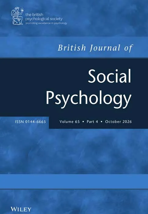 BRITISH JOURNAL OF SOCIAL PSYCHOLOGY 期刊封面
