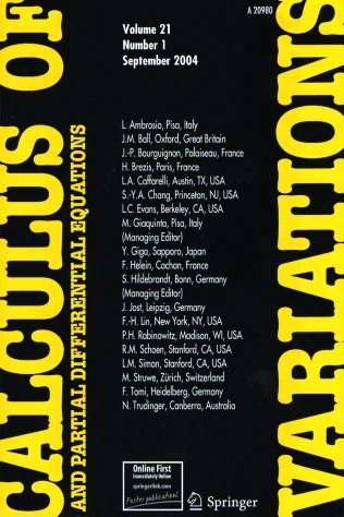 CALCULUS OF VARIATIONS AND PARTIAL DIFFERENTIAL EQUATIONS 期刊封面