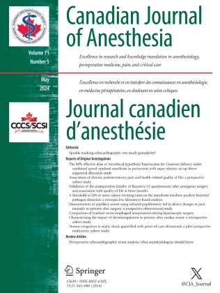 Canadian Journal of Anesthesia-Journal canadien d anesthesie journal cover