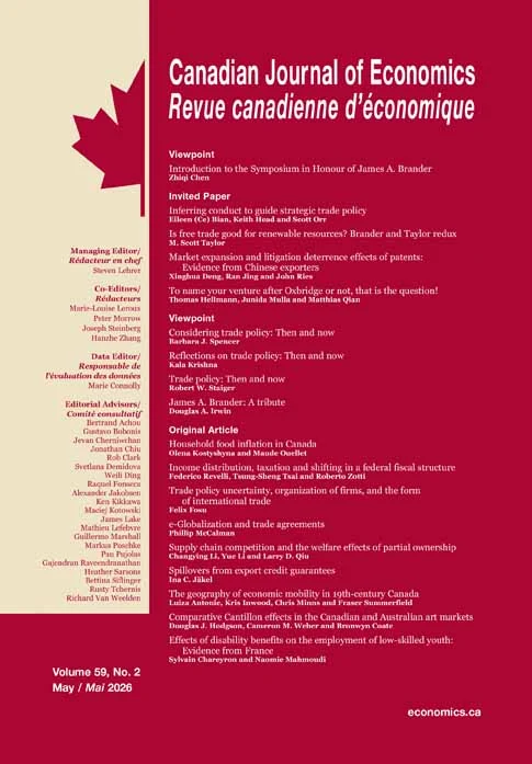 CANADIAN JOURNAL OF ECONOMICS-REVUE CANADIENNE D ECONOMIQUE 期刊封面