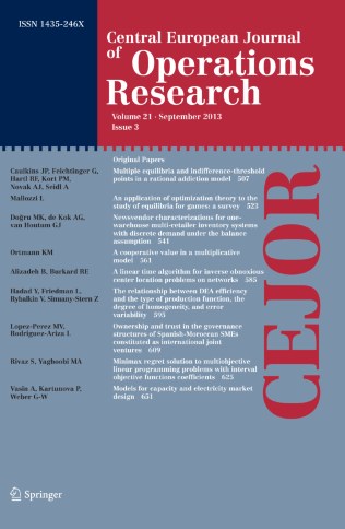 Central European Journal of Operations Research 期刊封面