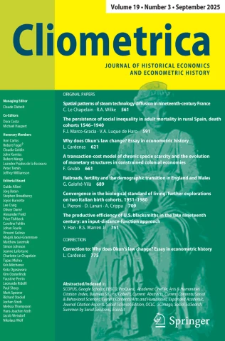 Cliometrica journal cover