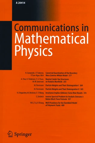 COMMUNICATIONS IN MATHEMATICAL PHYSICS 期刊封面