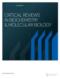 CRITICAL REVIEWS IN BIOCHEMISTRY AND MOLECULAR BIOLOGY 期刊封面
