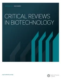 CRITICAL REVIEWS IN BIOTECHNOLOGY journal cover