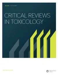CRITICAL REVIEWS IN TOXICOLOGY journal cover