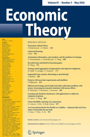 ECONOMIC THEORY journal cover