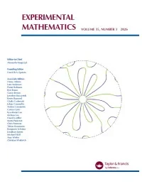 EXPERIMENTAL MATHEMATICS 期刊封面