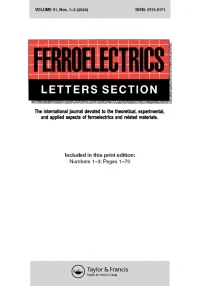 FERROELECTRICS LETTERS SECTION journal cover