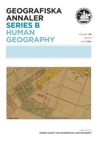 GEOGRAFISKA ANNALER SERIES B-HUMAN GEOGRAPHY 期刊封面