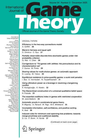 INTERNATIONAL JOURNAL OF GAME THEORY journal cover
