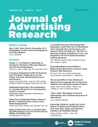 JOURNAL OF ADVERTISING RESEARCH journal cover