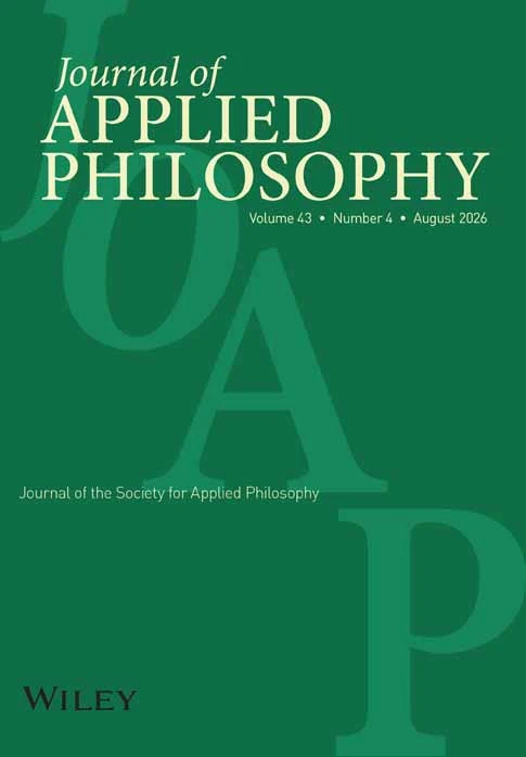 Journal of Applied Philosophy 期刊封面