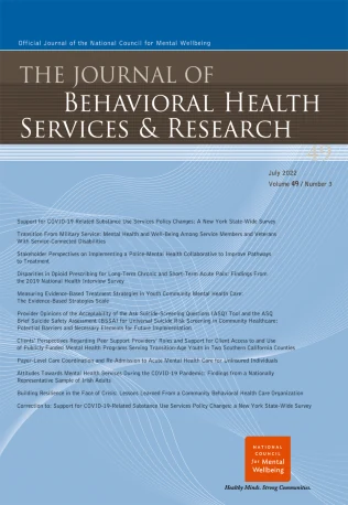 JOURNAL OF BEHAVIORAL HEALTH SERVICES & RESEARCH journal cover