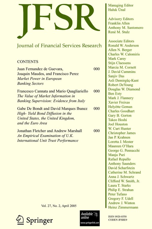 JOURNAL OF FINANCIAL SERVICES RESEARCH 期刊封面