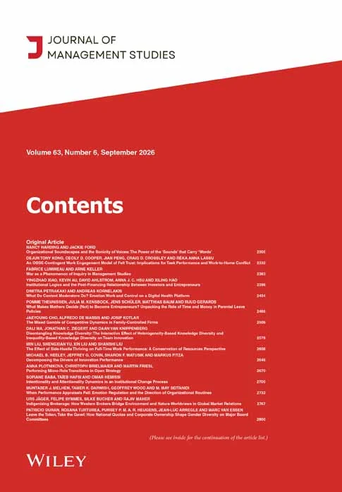 JOURNAL OF MANAGEMENT STUDIES journal cover