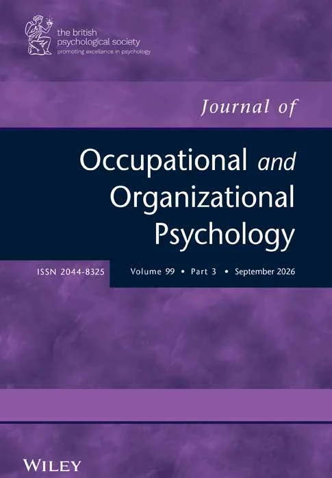 JOURNAL OF OCCUPATIONAL AND ORGANIZATIONAL PSYCHOLOGY journal cover