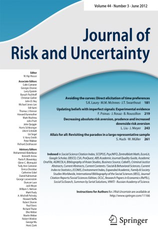 JOURNAL OF RISK AND UNCERTAINTY 期刊封面