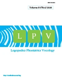 Logopedics Phoniatrics Vocology journal cover