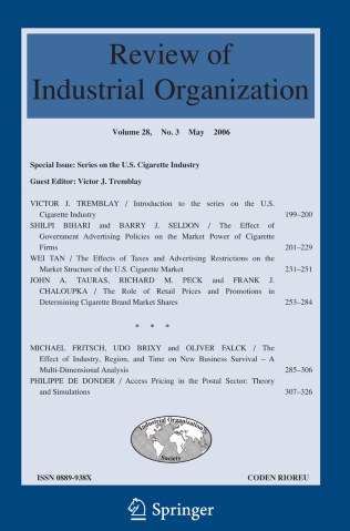 REVIEW OF INDUSTRIAL ORGANIZATION 期刊封面