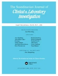 SCANDINAVIAN JOURNAL OF CLINICAL & LABORATORY INVESTIGATION 期刊封面