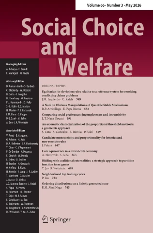 SOCIAL CHOICE AND WELFARE journal cover